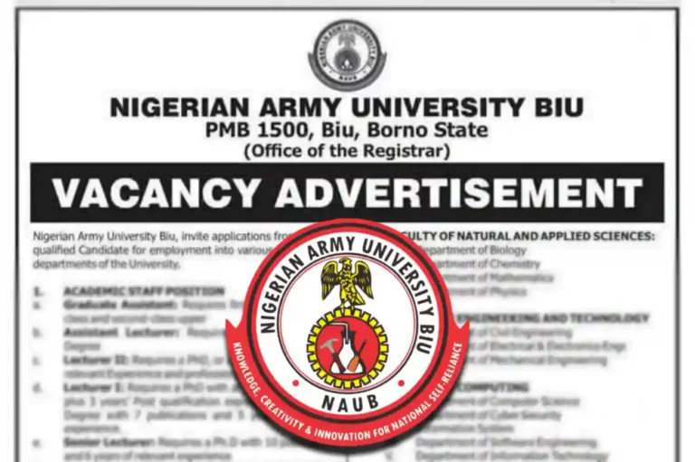Nigerian Army University Biu announces 2025 recruitment for staff