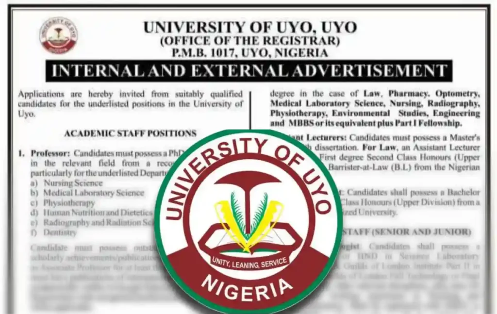 University of Uyo recruitment 2025 opens for academic, non-teaching