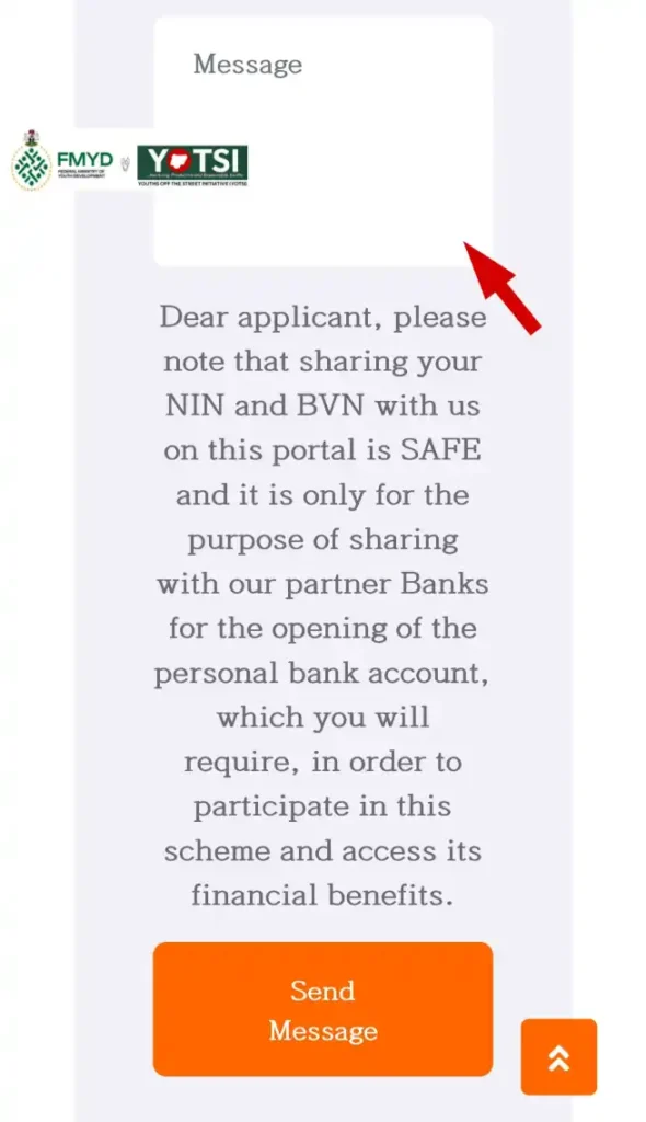 What to write in YEIDEP application message box