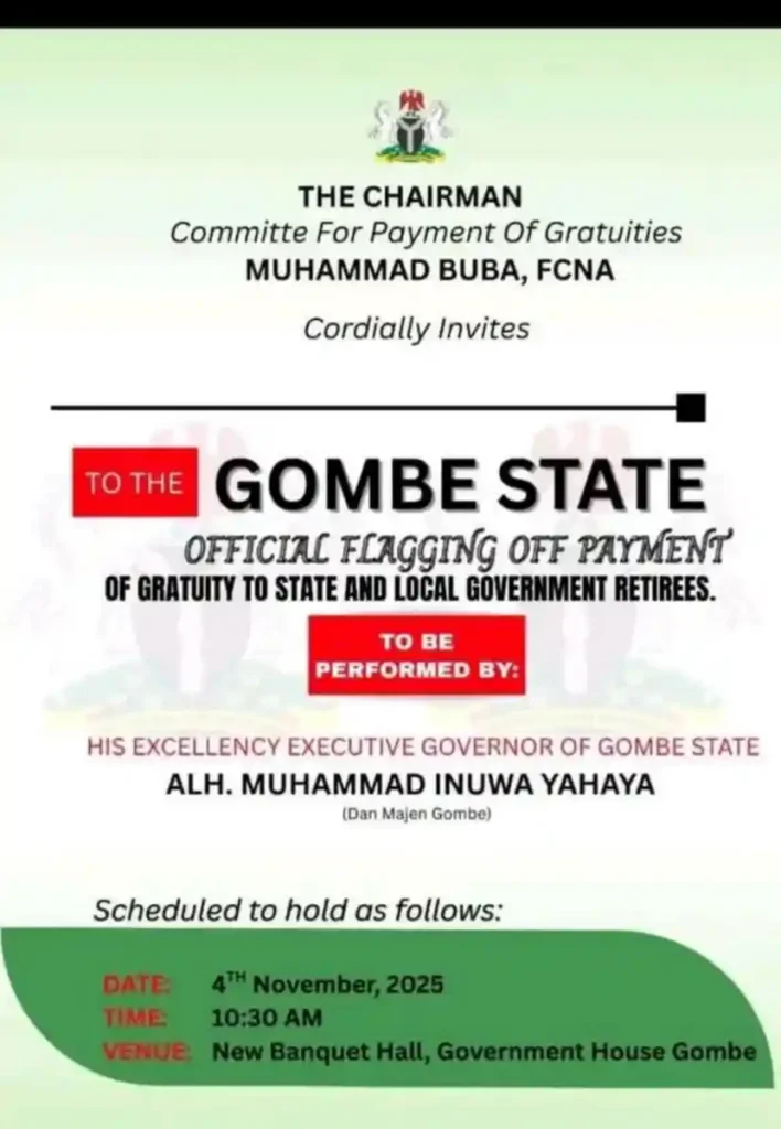 Gombe to flag off payment of overdue retirees gratuities