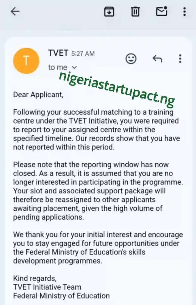 TVET reassigns slots after trainees fail to report to centres