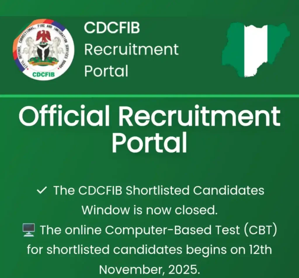 CDCFIB shortlisted candidates portal now closed