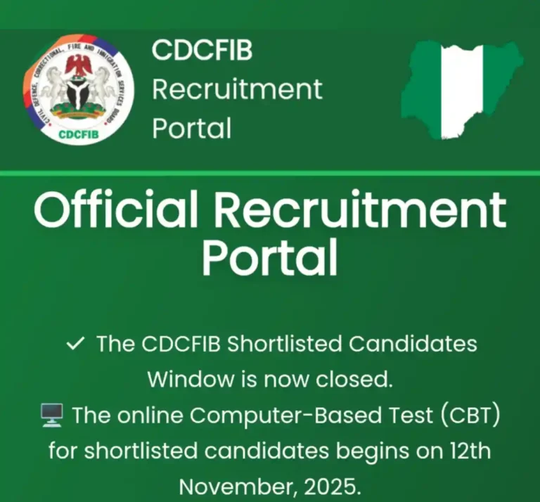 CDCFIB shortlisted candidates portal now closed
