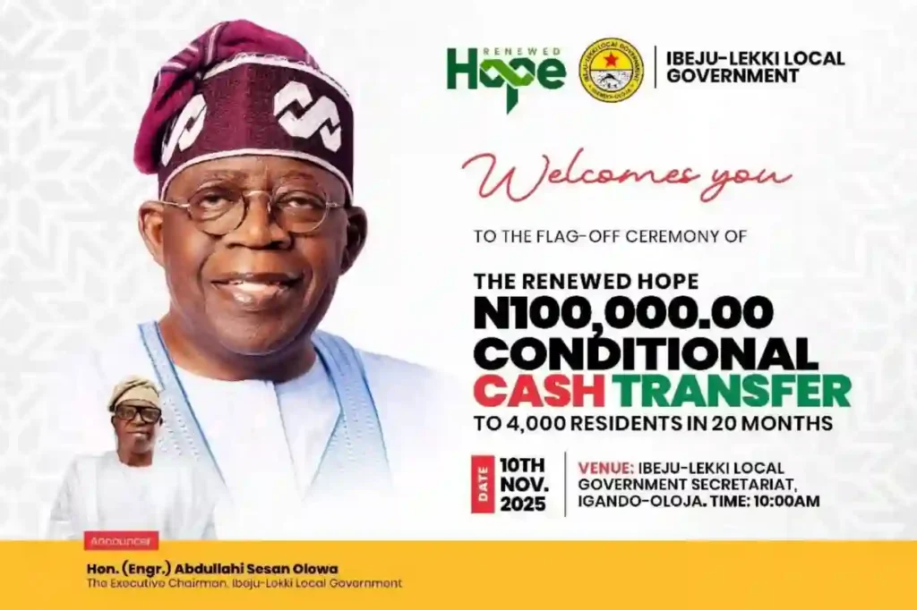 Ibeju-Lekki flags off Renewed Hope N100,000 cash transfer