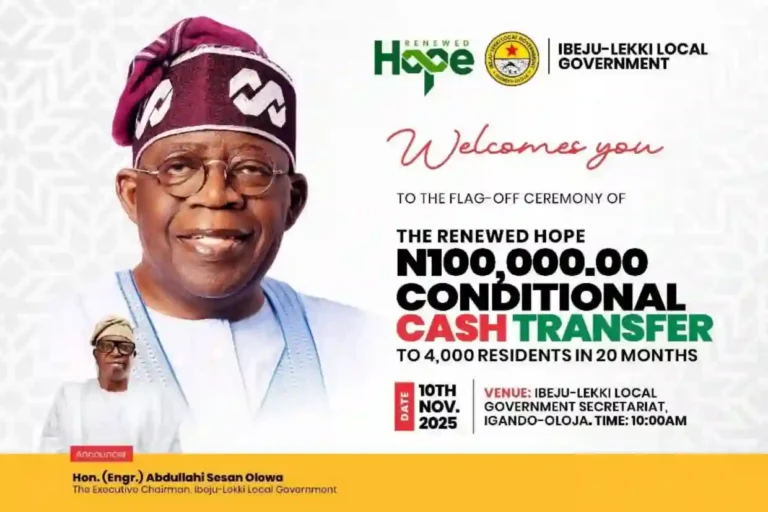 Ibeju-Lekki flags off Renewed Hope N100,000 cash transfer