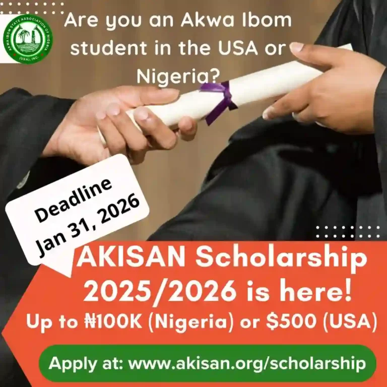 AKISAN USA 2025/2026 scholarship application for Akwa Ibom students