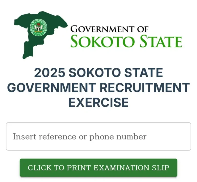 Sokoto government notifies candidates to Print exam slip for CBT