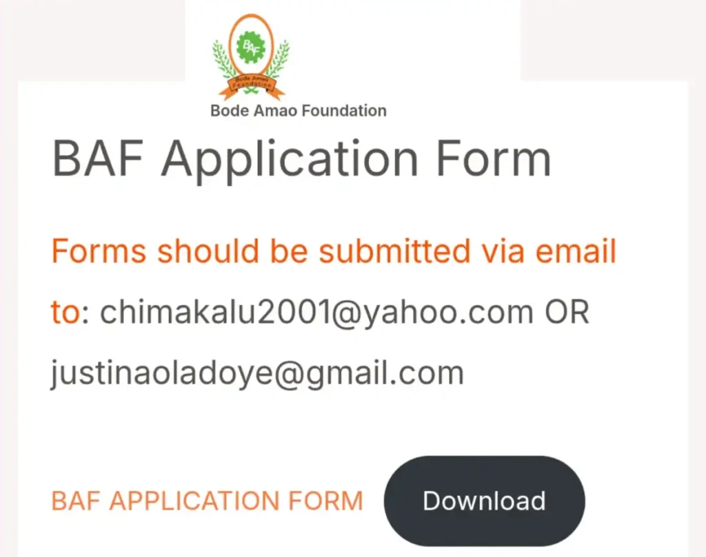 Bode Amao Foundation application for ₦100,000 scholarships for indigent students