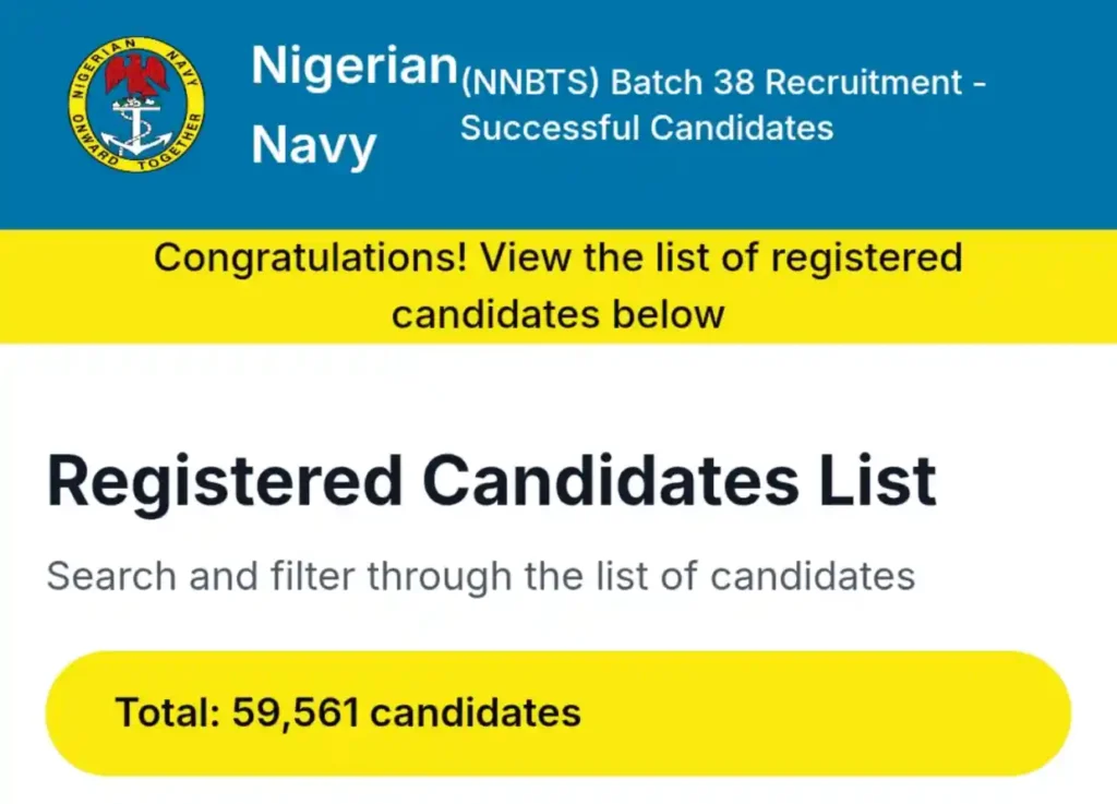 Check Nigerian Navy Shortlisted Candidates for Batch 38 Exam