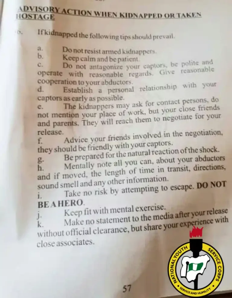 NYSC Denies Circulating Kidnap Safety Pamphlet for Corpers