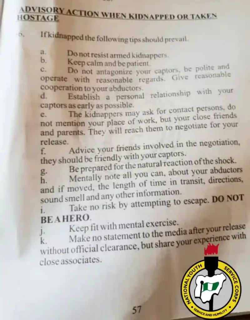 NYSC Denies Circulating Kidnap Safety Pamphlet for Corpers