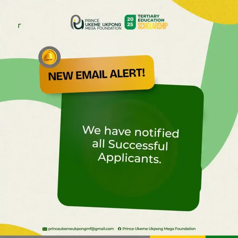 Ukeme Ukpong Sends Emails to Successful 2025 Scholarship Applicants