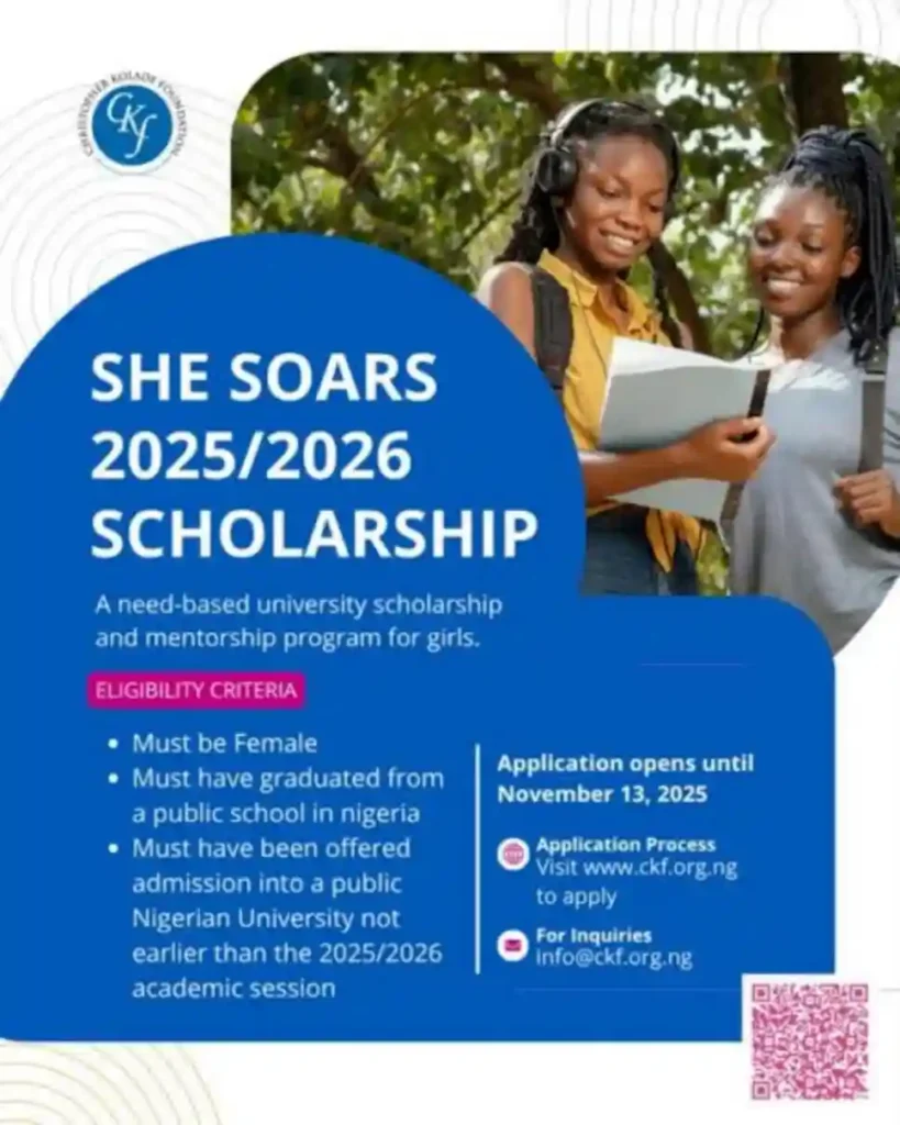 CKF application for SHE SOARS 2025/2026 scholarship for women