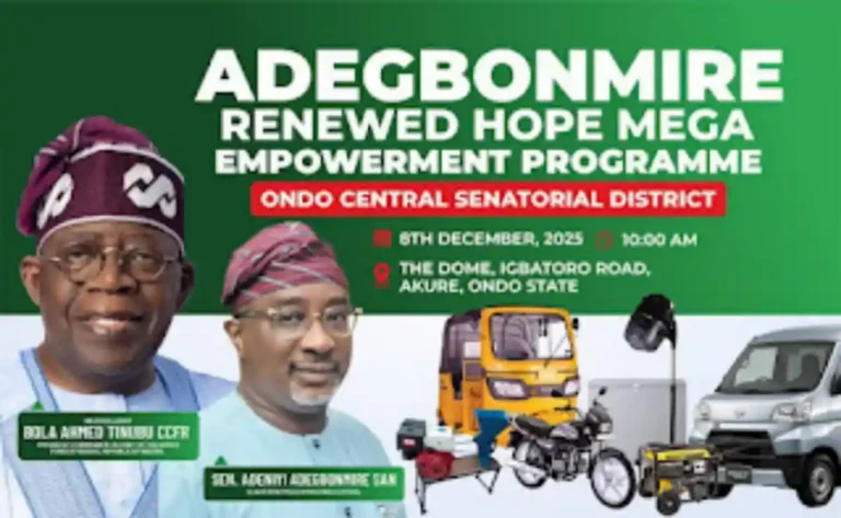 Adegbonmire Renewed Hope Mega Empowerment holds December 8