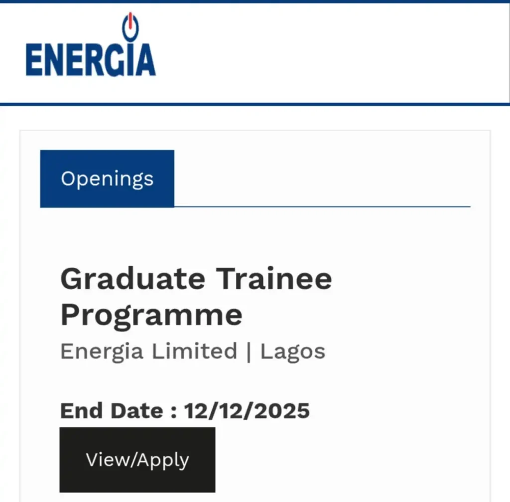 Apply for Energia Graduate Trainee Programme