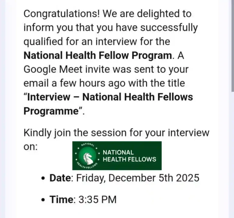National Health Fellows 2.0 Shortlisted Candidates for Interview