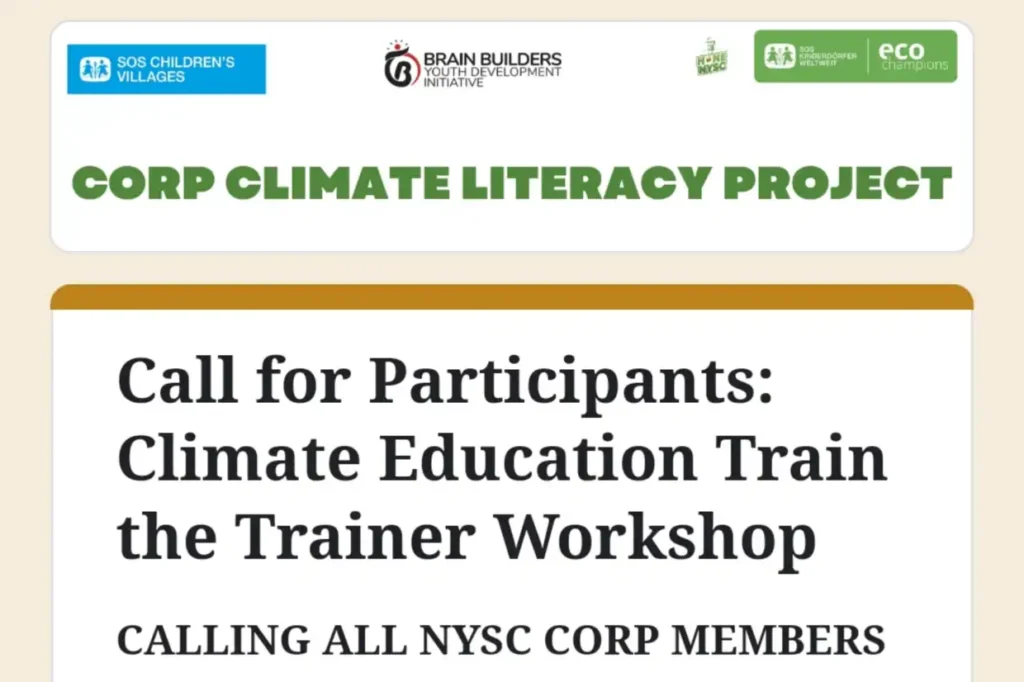 Apply for SOS Village NYSC Climate Education Training