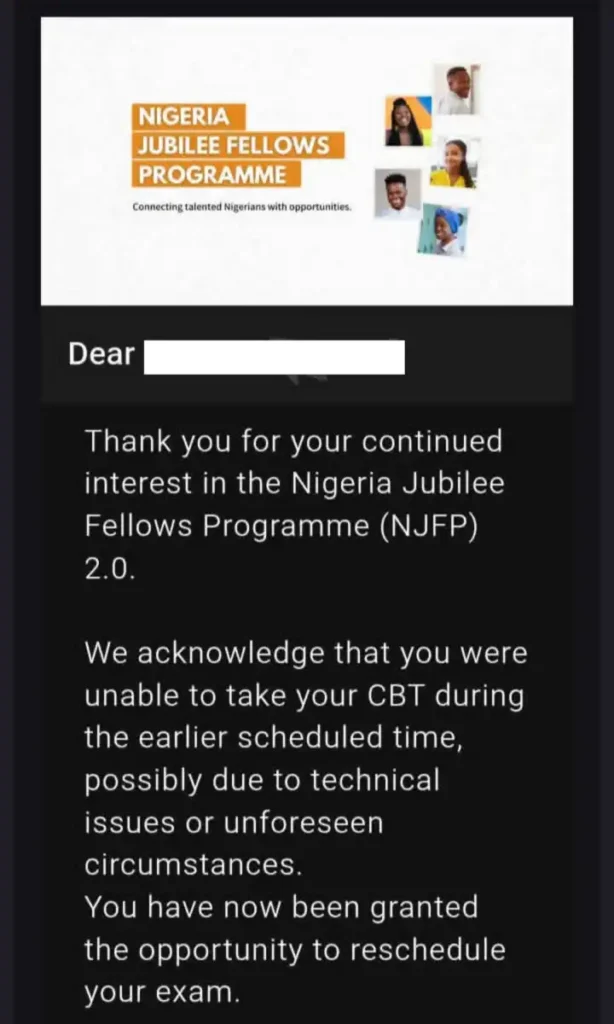 NJFP 2.0 emails candidates to reschedule missed CBT assessment