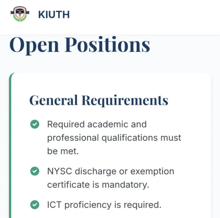 Apply for Kashim Ibrahim University Teaching Hospital recruitment