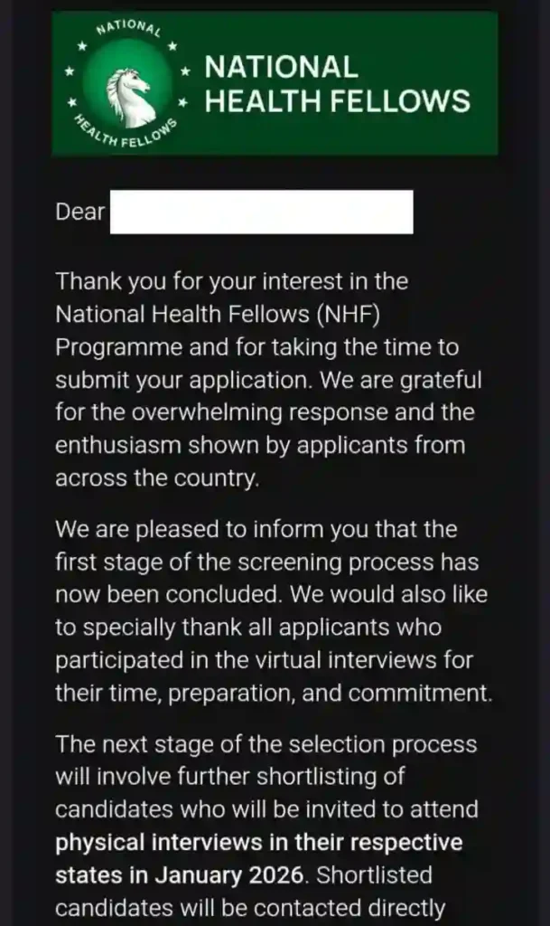 National Health Fellows Announces Physical Interviews for January 2026