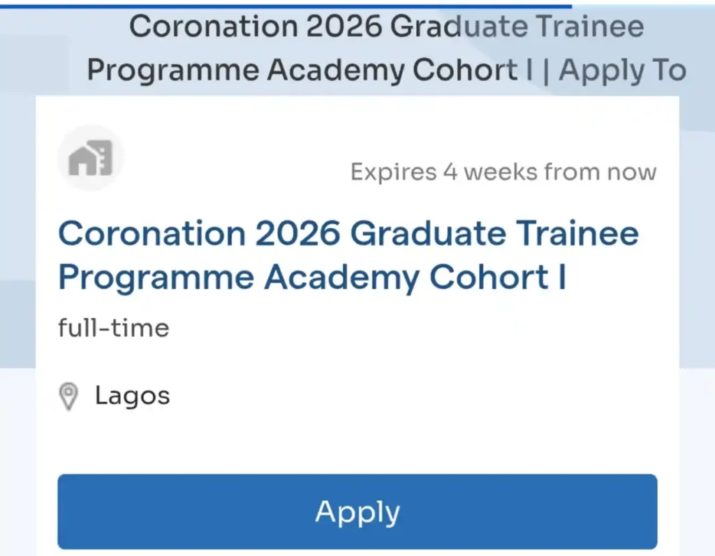 Apply: Coronation 2026 Graduate Trainee Programme Academy Cohort I