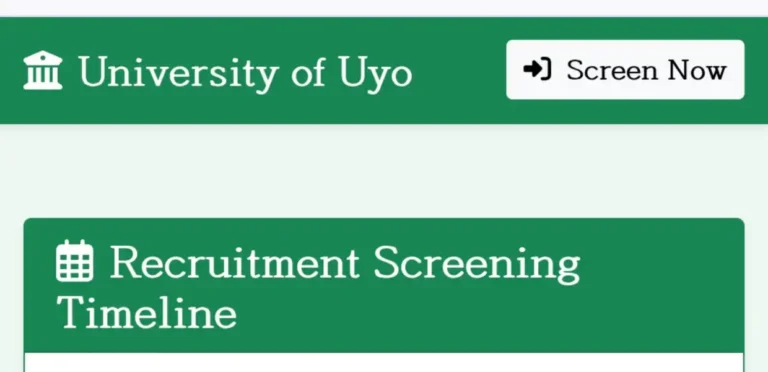 2025 UNIUYO Recruitment Screening Portal Opened