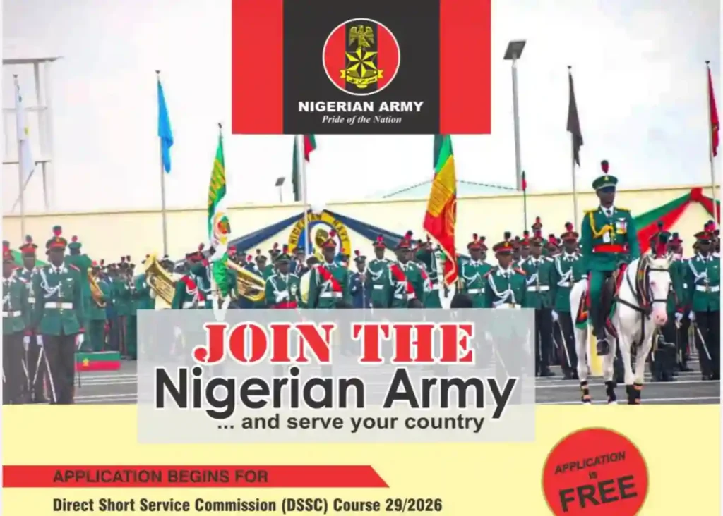 Nigerian Army Opens DSSC Applications for 2026