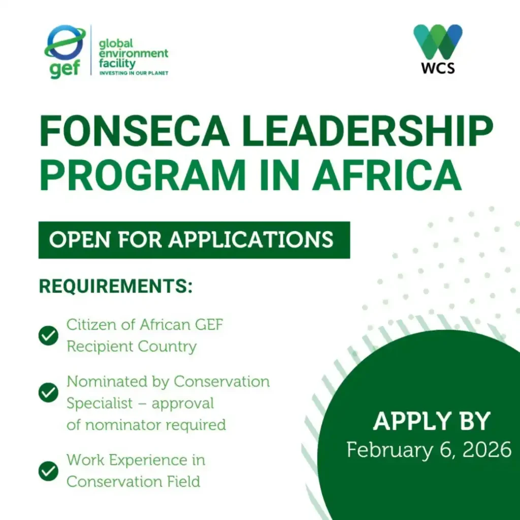 WCS Fonseca Leadership Program in Africa 2026 for Masters and PhD