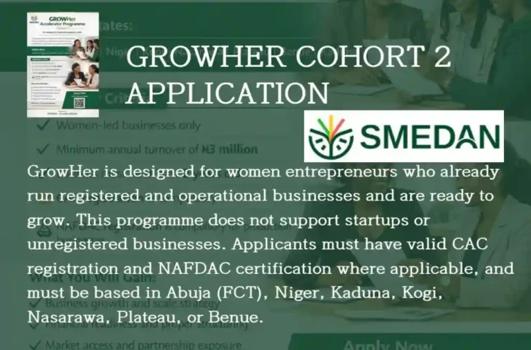 Apply: SMEDAN GrowHer Accelerator Program Cohort 2