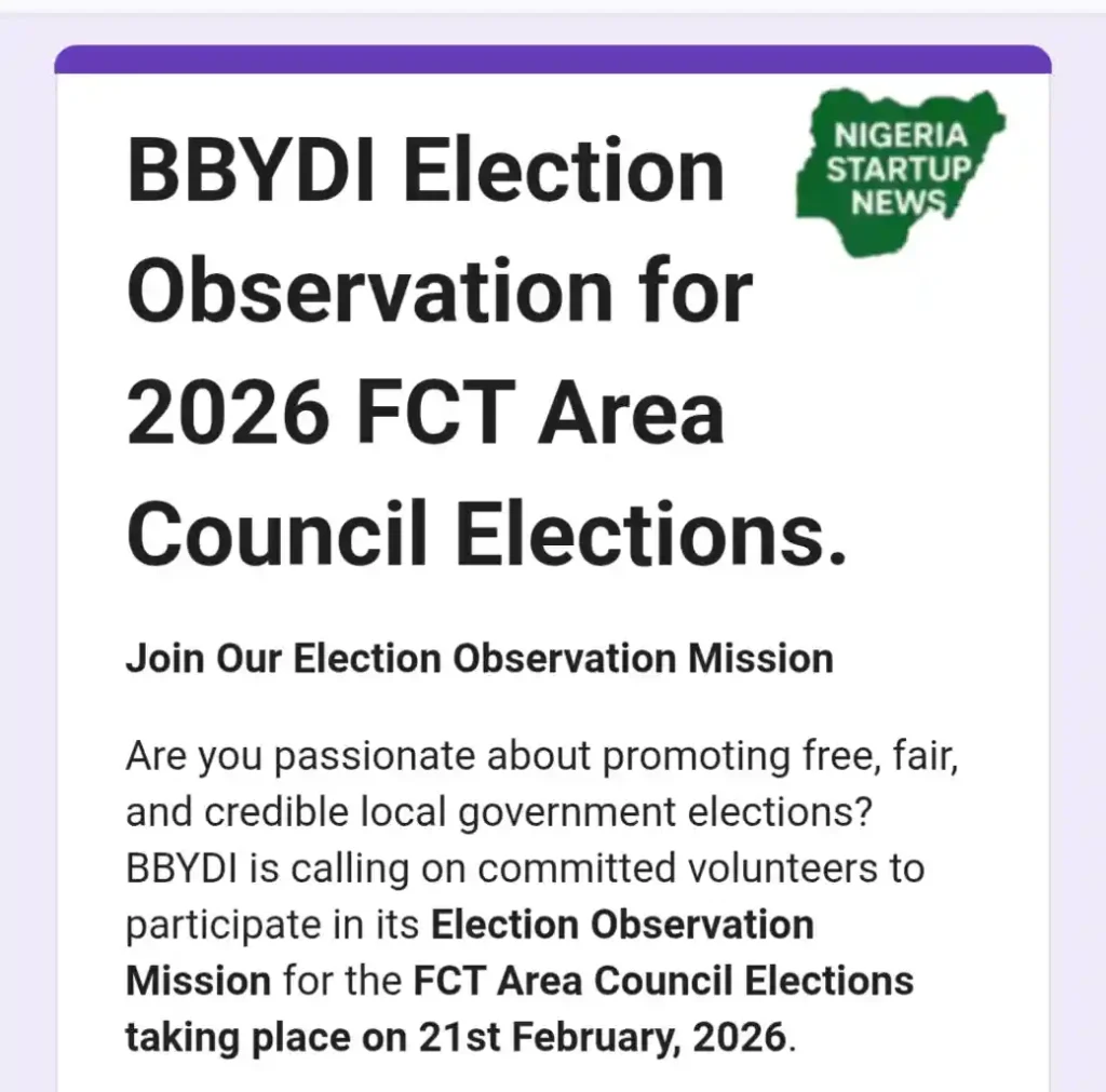 BBYDI opens ₦5,000 volunteer for 2026 FCT Council election observation