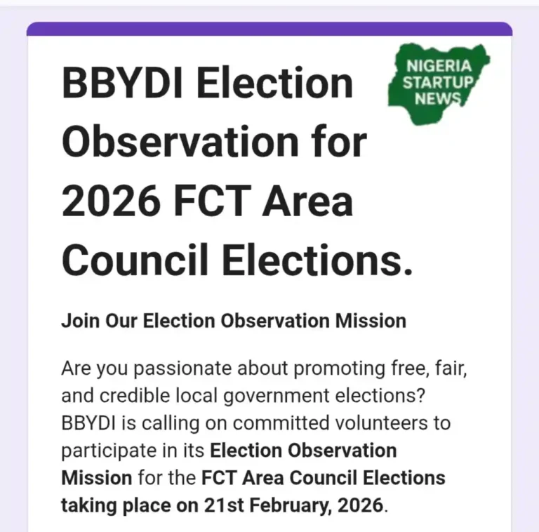 BBYDI opens ₦5,000 volunteer for 2026 FCT Council election observation