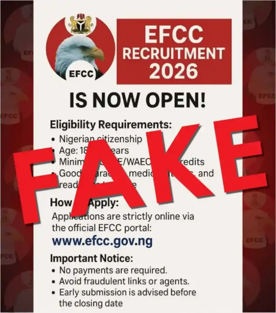 EFCC Denies Claim of 2026 Recruitment Exercise