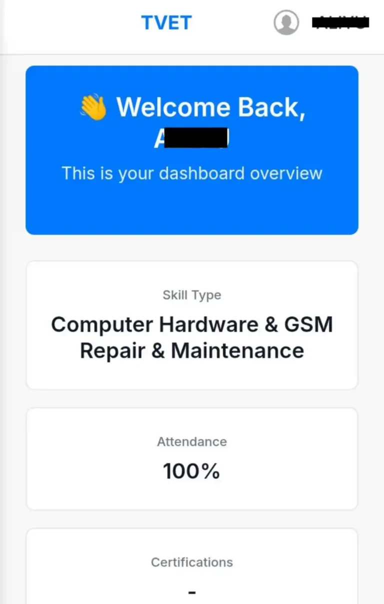 Tvet Begins Showing Attendance Percentage on Trainee Dashboard