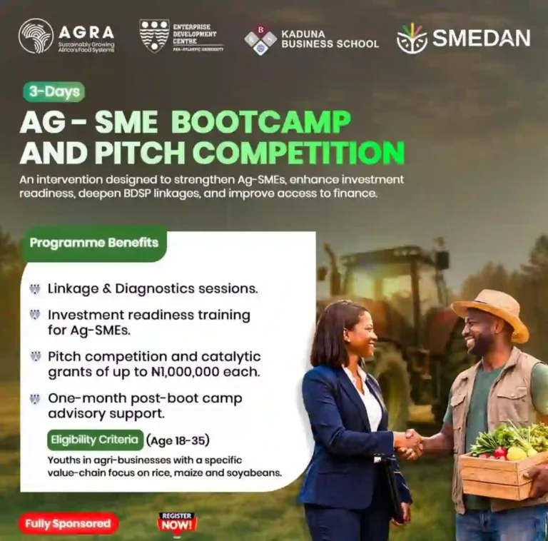 AG-SME Bootcamp and Competition opens with N1m grant for Agripreneurs