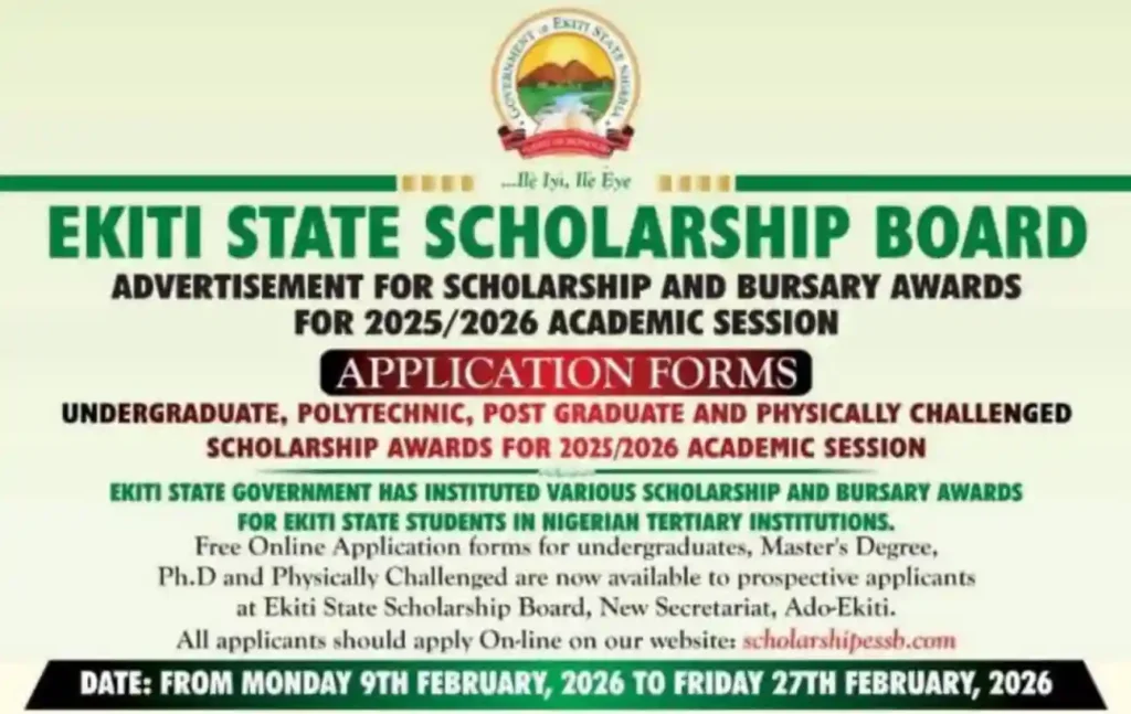 Apply: Ekiti State Scholarship and Bursary Awards for 2025/2026