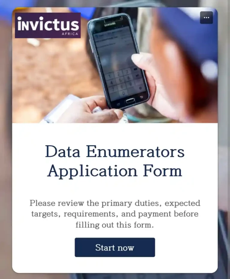 Apply: Invictus Africa Hiring Data Enumerators for all States (₦100,000)