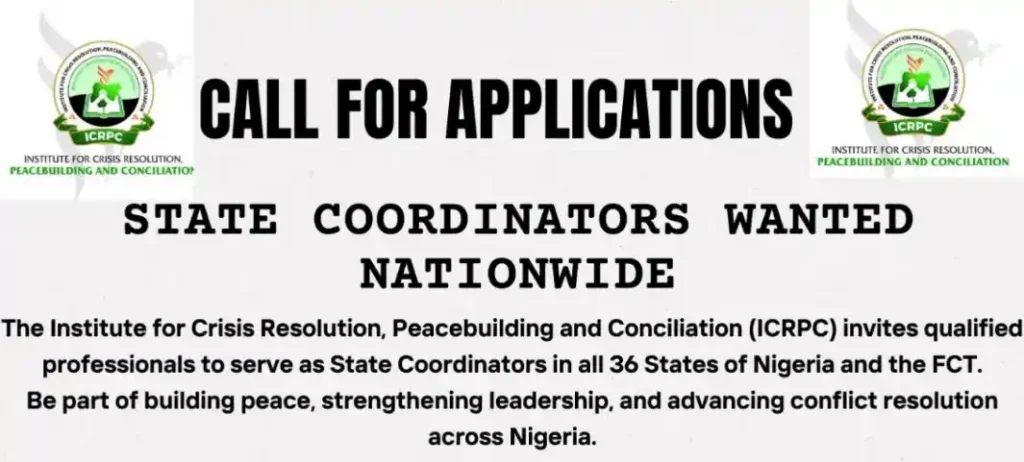 ICRPC State Coordinator Recruitment 2026 Across 36 States and FCT