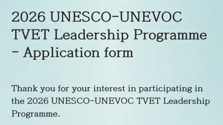 Apply: 2026 UNESCO-UNEVOC TVET Leadership Programme