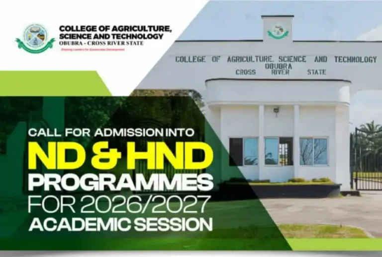 CAST Obubra Opens 2026/2027 ND and HND Admission