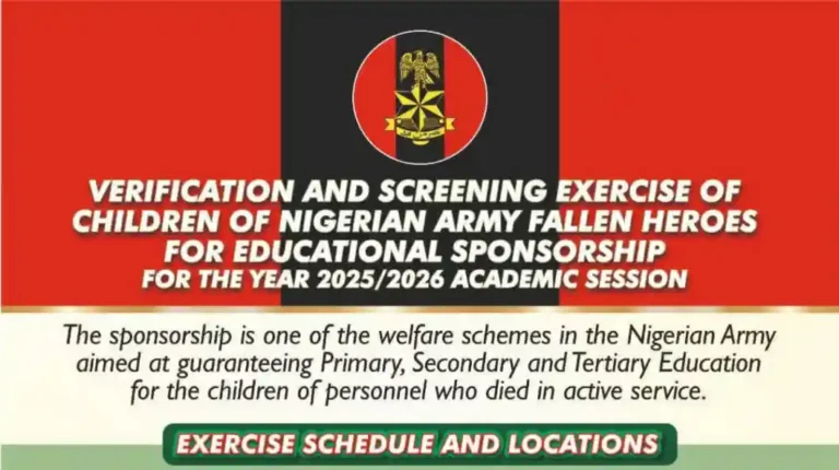 Nigerian Army 2025/2026 fallen heroes children sponsorship screening and verification