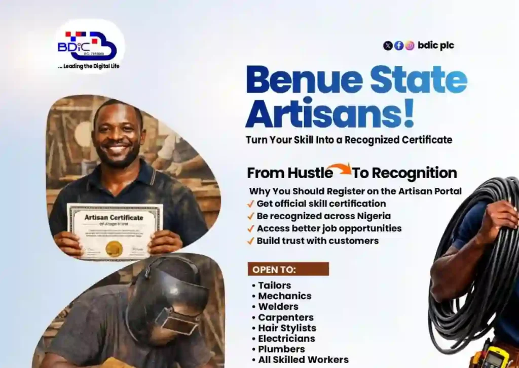 Benue Launches BDICP Artisan Portal for Skill Certification and Jobs