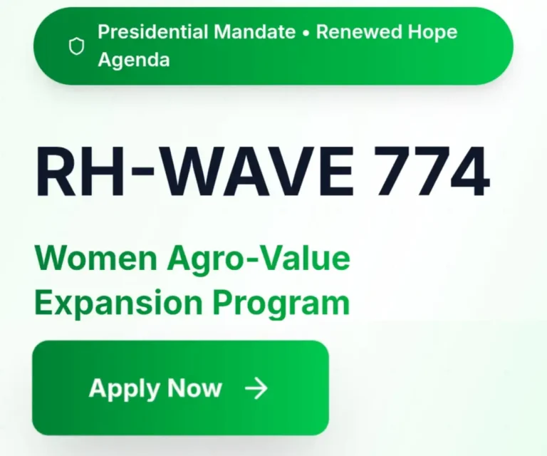 Apply: RH-WAVE 774 N1m Agro Program for 10 Million Women