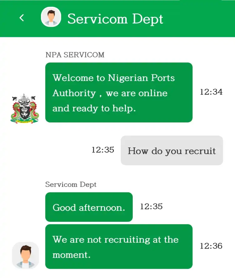 Nigeria Ports Authority Says No Recruitment Is Ongoing