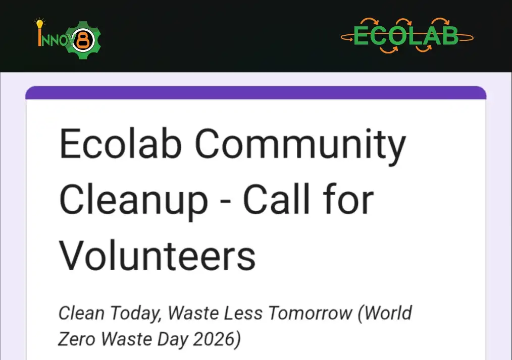 Innov8 Hub Calls Volunteers for ECOLAB Zero Waste Community Clean-Up