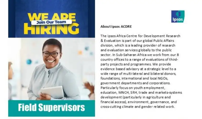 Ipsos Africa Field Supervisor Recruitment 2026