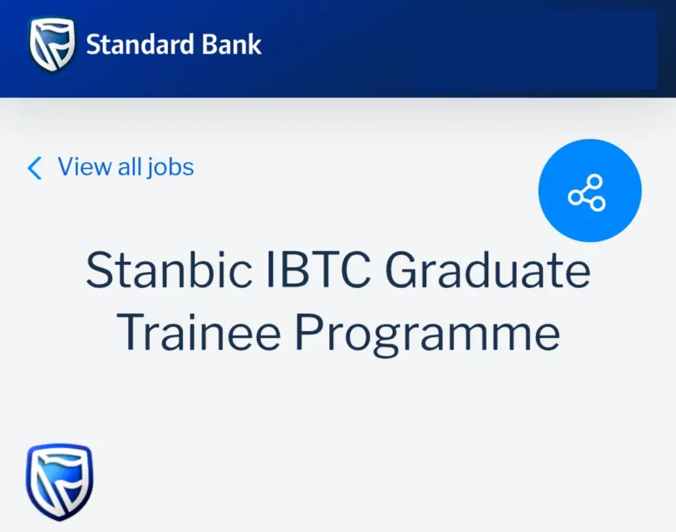Stanbic IBTC Graduate Trainee Programme 2026 Application Open