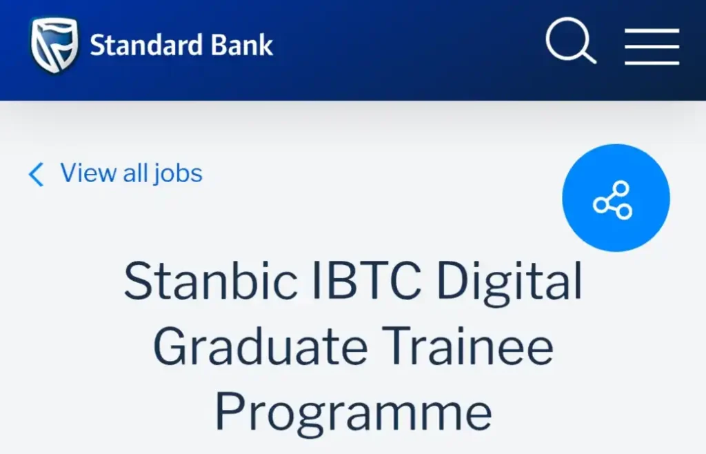 Stanbic IBTC opens 2026 digital graduate trainee programme applications