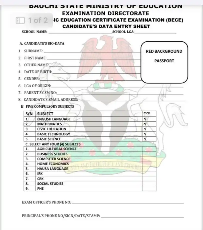 Bauchi opens BECE, BAICE 2026 registration