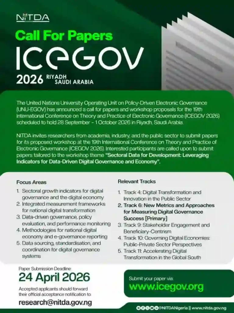 NITDA Fully Funds Authors for ICEGOV 2026 Conference in Saudi Arabia