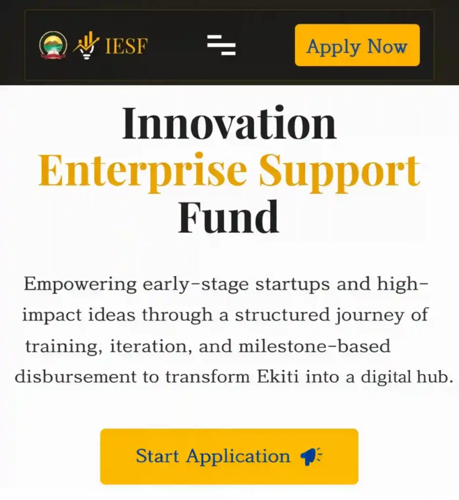 Ekiti State Innovation Enterprise Support Fund (IESF) 2026 for Startups (Applications Open)